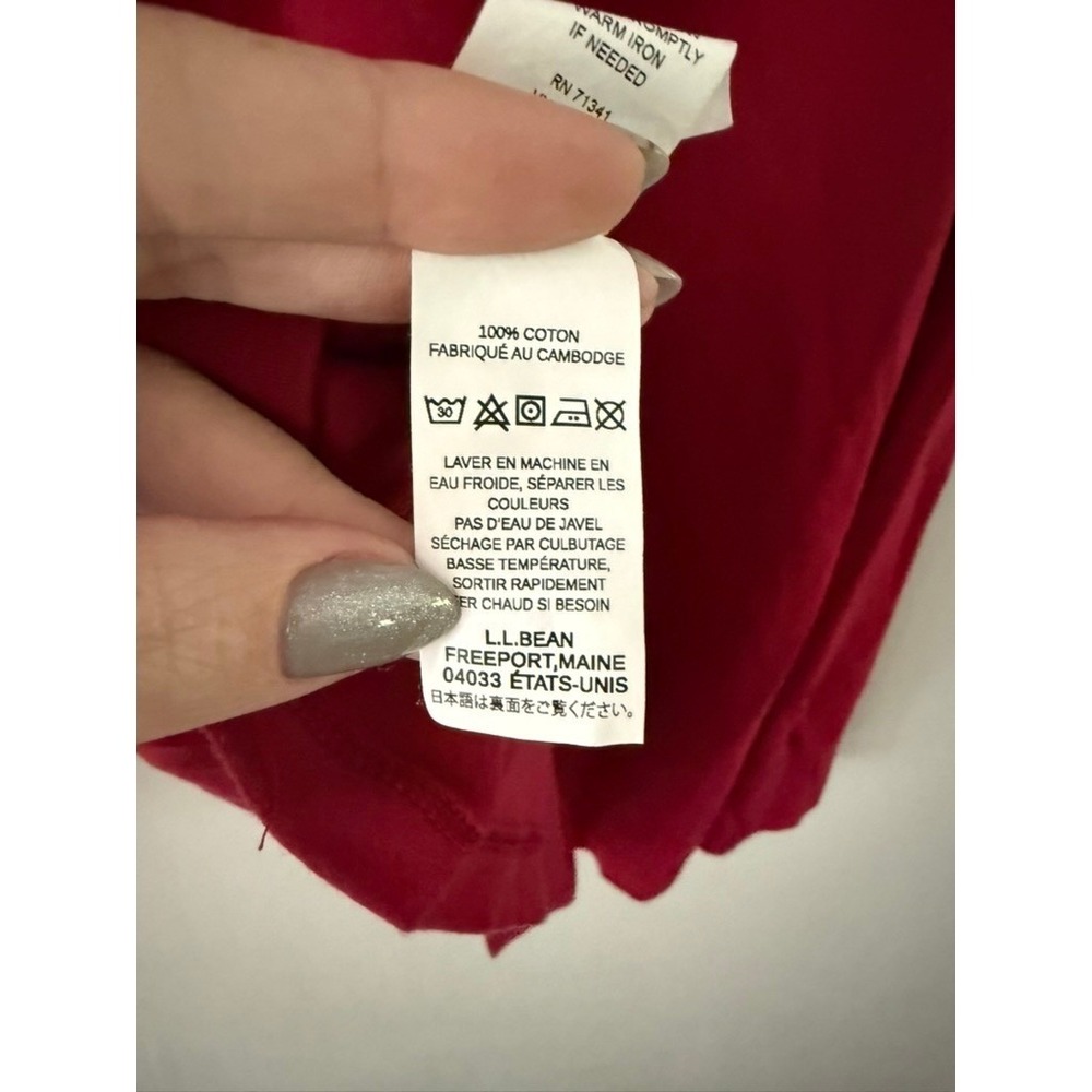 LL Bean Womens XL Red Interlock Mock Turtleneck Long Sleeve Cotton Top 188450 - Picture 6 of 6
